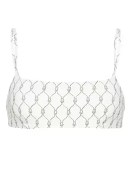 Tory Burch топ бикини с принтом Knot, нейтральный цвет