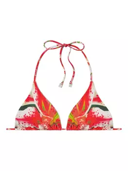Tory Burch топ бикини с треугольными чашками и цветочным принтом, розовый