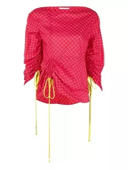 Tory Burch топ в клетку со сборками, красный