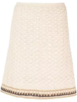 Tory Burch трикотажная юбка с завышенной талией, нейтральный цвет