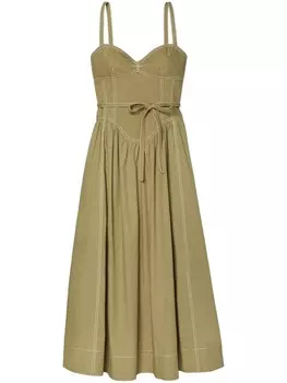 Tory Burch твиловое платье миди, зеленый