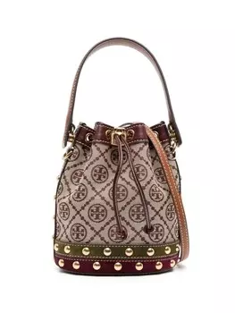 Tory Burch жаккардовая сумка-ведро с монограммой, коричневый