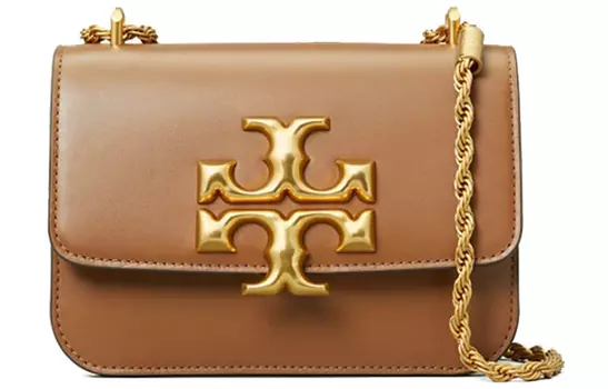 Сумка через плечо Tory Burch Eleanor с золотым логотипом, коричневый