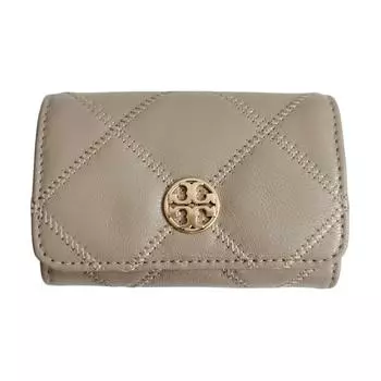 TORY BURCH Женский кожаный кошелек-держатель для карт, цвет миндально-розовый