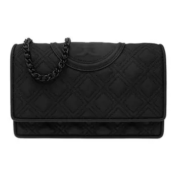 TORY BURCH Женский кожаный кошелек Fleming, сумка через плечо, черный цвет