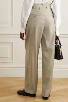 TOTEME Брюки прямого кроя из шерстяного твила, бежевый