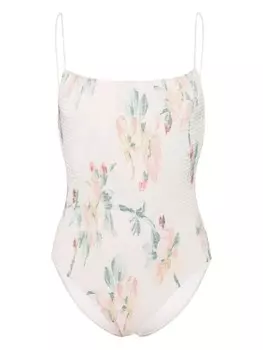 TOTEME купальник с цветочным принтом и сборками, нейтральный цвет