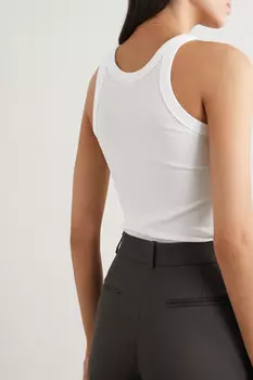 TOTEME + NET SUSTAIN Майка из органического хлопкового джерси стрейч в рубчик с закругленными краями, белый