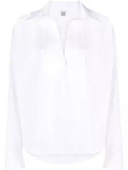 TOTEME рубашка с V-образным вырезом и длинными рукавами, белый