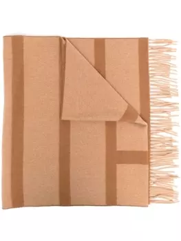 TOTEME шарф из необработанной шерсти с монограммой, коричневый