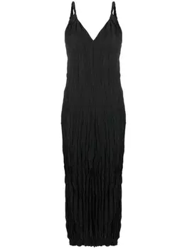 TOTEME шелковое платье миди с жатым эффектом, черный