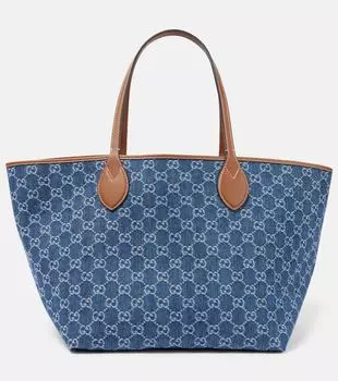 Totissima GG Medium сумка-шоппер из денима Gucci, Denim Azure/Sundial