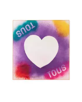 TOUS Heart бежевый квадратный шарф, мультиколор