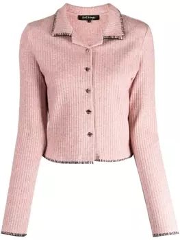 Tout A Coup укороченный жакет в рубчик с декоративной строчкой, розовый