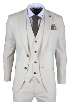 TP-21 Летний костюм-тройка из льна TruClothing, кремовый