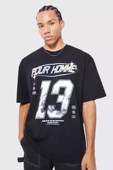 Тяжелая футболка оверсайз с мото принтом Boohoo, черный