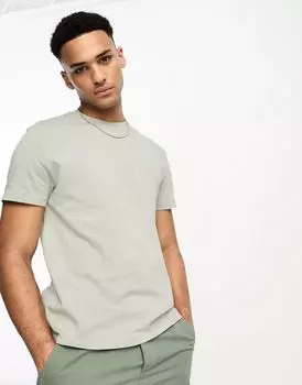 Тяжелая футболка с круглым вырезом ASOS DESIGN цвета хаки