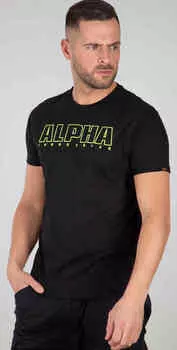 Тяжелая футболка с вышивкой Alpha Alpha Industries, черный/зеленый