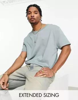 Тяжелая футболка свободного кроя ASOS синего цвета