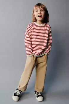 Тяжелая футболка в полоску ZARA, белый/красный