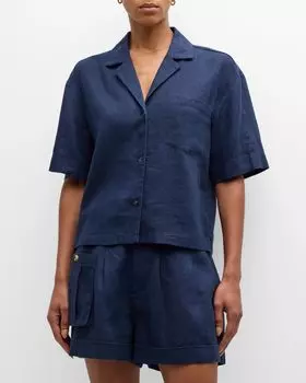 Тяжелая льняная походная рубашка ATM Anthony Thomas Melillo, цвет Midnight