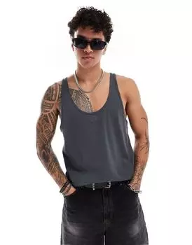 Тяжелая майка ASOS DESIGN с темно-серой строчкой по швам