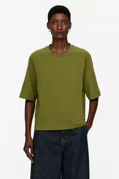 Тяжелая объемная футболка Arket, хаки