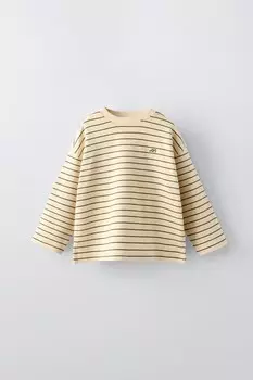 Тяжелая полосатая футболка ZARA, хаки