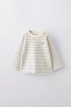 Тяжелая полосатая футболка ZARA, темно-синий