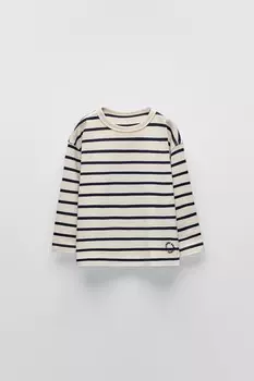 Тяжелая полосатая футболка ZARA, темно-синий