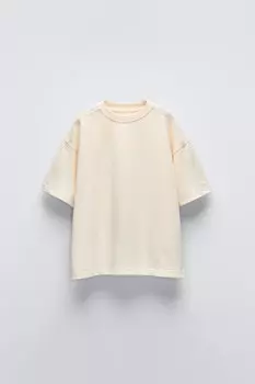 Тяжелая простая футболка ZARA, экрю