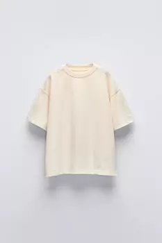 Тяжелая простая футболка ZARA, экрю