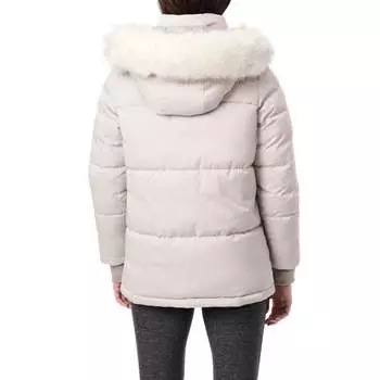 Тяжелая стеганая куртка с отделкой из искусственного меха на капюшоне Bernardo, цвет pearl grey