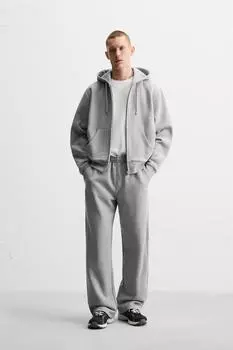 Тяжелая толстовка на молнии ZARA, серый марл