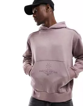 Тяжелая толстовка оверсайз фиолетового цвета с принтом ASOS DESIGN