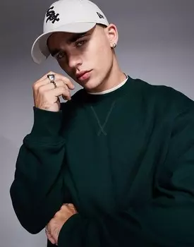 Тяжелая толстовка оверсайз премиум-класса ASOS DESIGN елового цвета плотностью 400 г/м