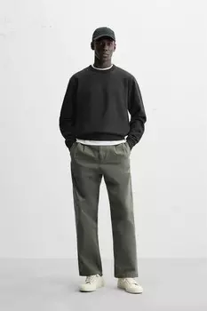 Тяжелая толстовка с круглым вырезом ZARA, черный