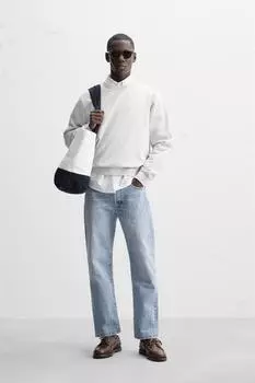 Тяжелая толстовка с круглым вырезом ZARA, цвет SILVER UNIVERSE