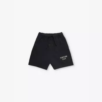 Тяжелые футбольные шорты из хлопчатобумажного трикотажа с двумя накладными карманами для детей от 2 до 16 лет Fear Of God Essentials, черный