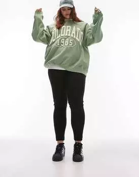 Тяжелые леггинсы в полный рост Topshop черного цвета с глубоким поясом