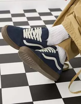 Тяжелые парусиновые кеды Old Skool двухцветного темно-синего цвета с резиновой подошвой Vans