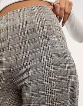 Тяжелые узкие брюки в клетку из джерси Vero Moda с эластичной резинкой на талии