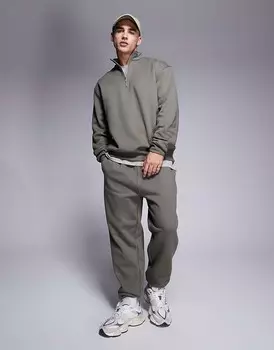 Тяжелые зауженные джоггеры премиум-класса цвета хаки ASOS DESIGN плотностью 400 г/м