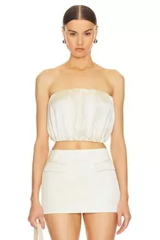 Тяжелый атласный пузырчатый топ Helsa, белый