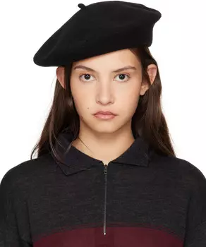 Тяжелый шерстяной берет Maison Margiela, черный