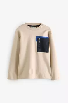 Тяжёлый вес футболка с длинным рукавом и карманом Baker By Ted Baker, серый