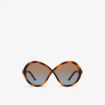 Tr001772 солнцезащитные очки jada в инъекционной оправе-бабочке Tom Ford, коричневый