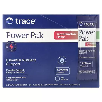 Trace, Power Pak, арбуз, 30 пакетиков в стиках по 6,1 г (0,22 унции)