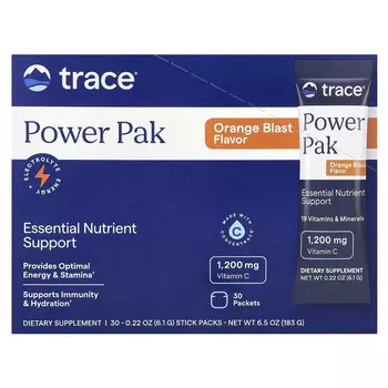 Trace, Power Pak, Orange Blast, 30 пакетиков в стиках по 6,1 г (0,22 унции)