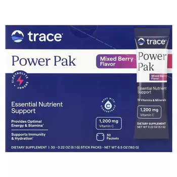Trace, Power Pak, с ягодным вкусом, 30 пакетиков, 6,1 г (0,22 унции) каждый
